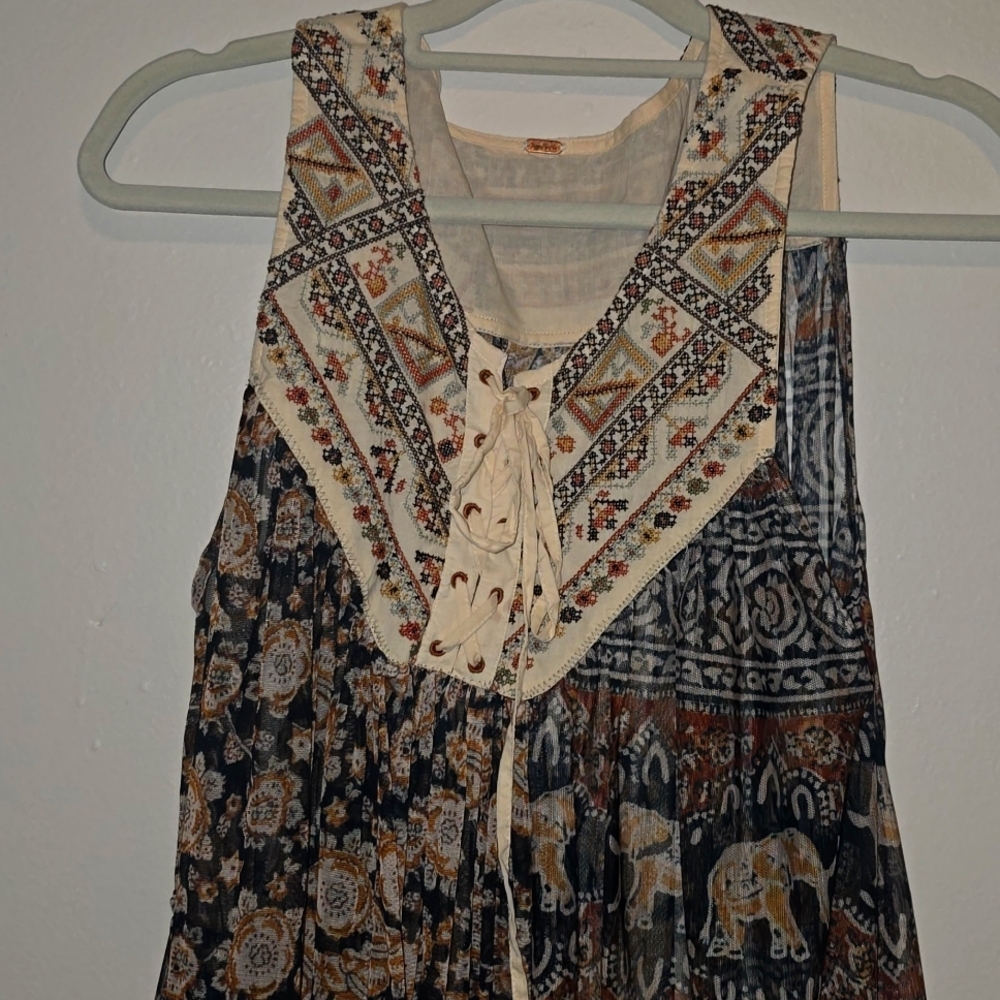 Free People The Wanderers Top Bohemian Elephant Print Maxi Dress - Picture 3 of 7